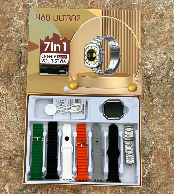 ساعت هوشمند مدل معروف h60 ultra2 اورجینال پک 7 بند - ضمانت اصالت و سلامت فیزیکی کالا