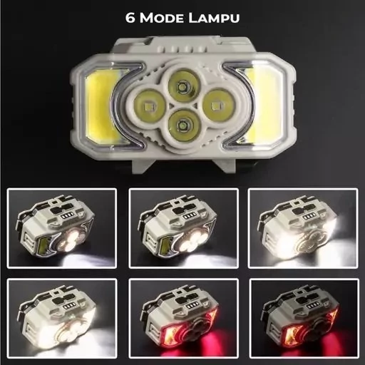 چراغ پیشانی 4 عدد LED و 2 عدد COB سنسوردار مدل HX-815S (پس کرایه)