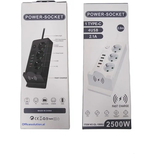 چند راهی برق هوشمند و شارژر وایرلس POWER SOCKET مدل QL-1080