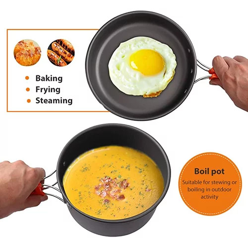 ست ظروف کوهنوردی 3 تکه Outdoor Camping Cookware Set