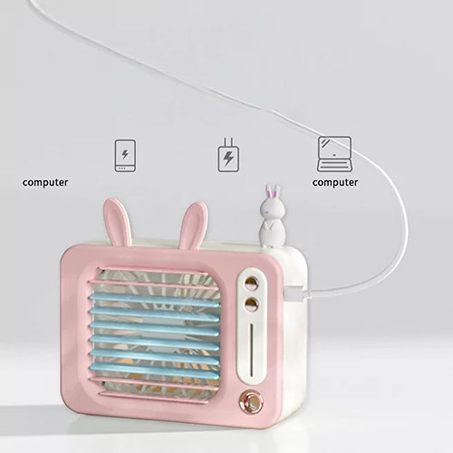 پنکه همراه طرح خرگوشی با اسپری آب و شارژ USB