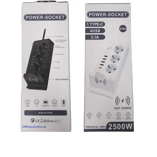 چند راهی برق هوشمند و شارژر وایرلس POWER SOCKET مدل QL-1080 درجه یک