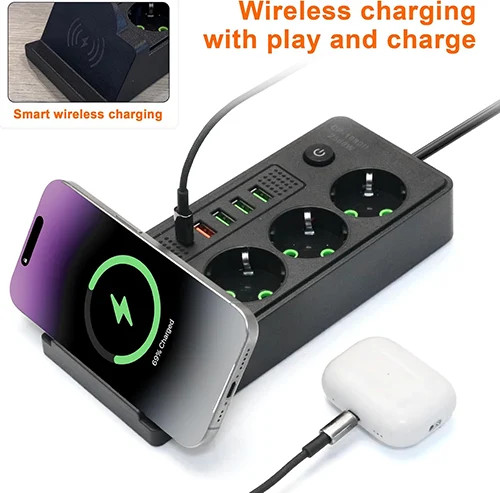 چند راهی برق هوشمند و شارژر وایرلس POWER SOCKET مدل QL-1080 جدید