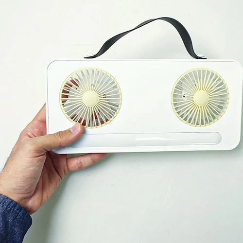 پنکه شارژی دو فن چراغدار مدل DUAL HEAD FAN S32 کیفیت عالی
