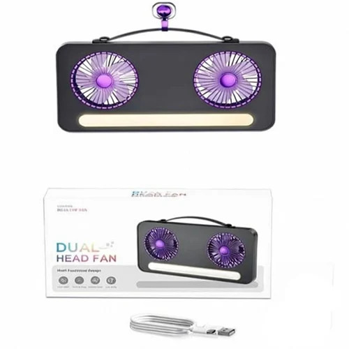 پنکه شارژی دو فن چراغدار مدل DUAL HEAD FAN S32 حرفه ای