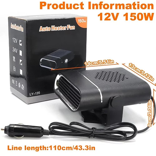 بخاری فندکی خودرو 150 وات مدل Car Auto Heater Fan LY-120 جدید