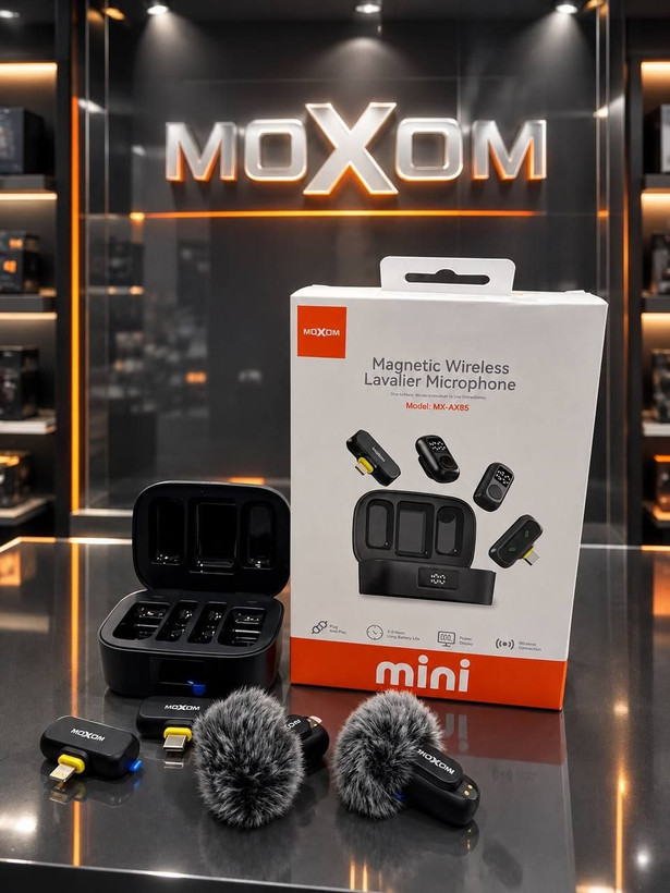 میکروفون یقهای بیسیم مغناطیسی MOXOM مدل MX-AX85