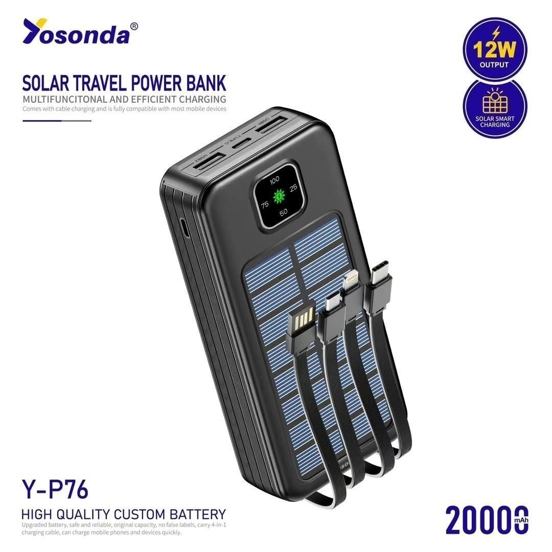 پاوربانک سولار یوسوندا مدل Y-P76 خورشیدی
