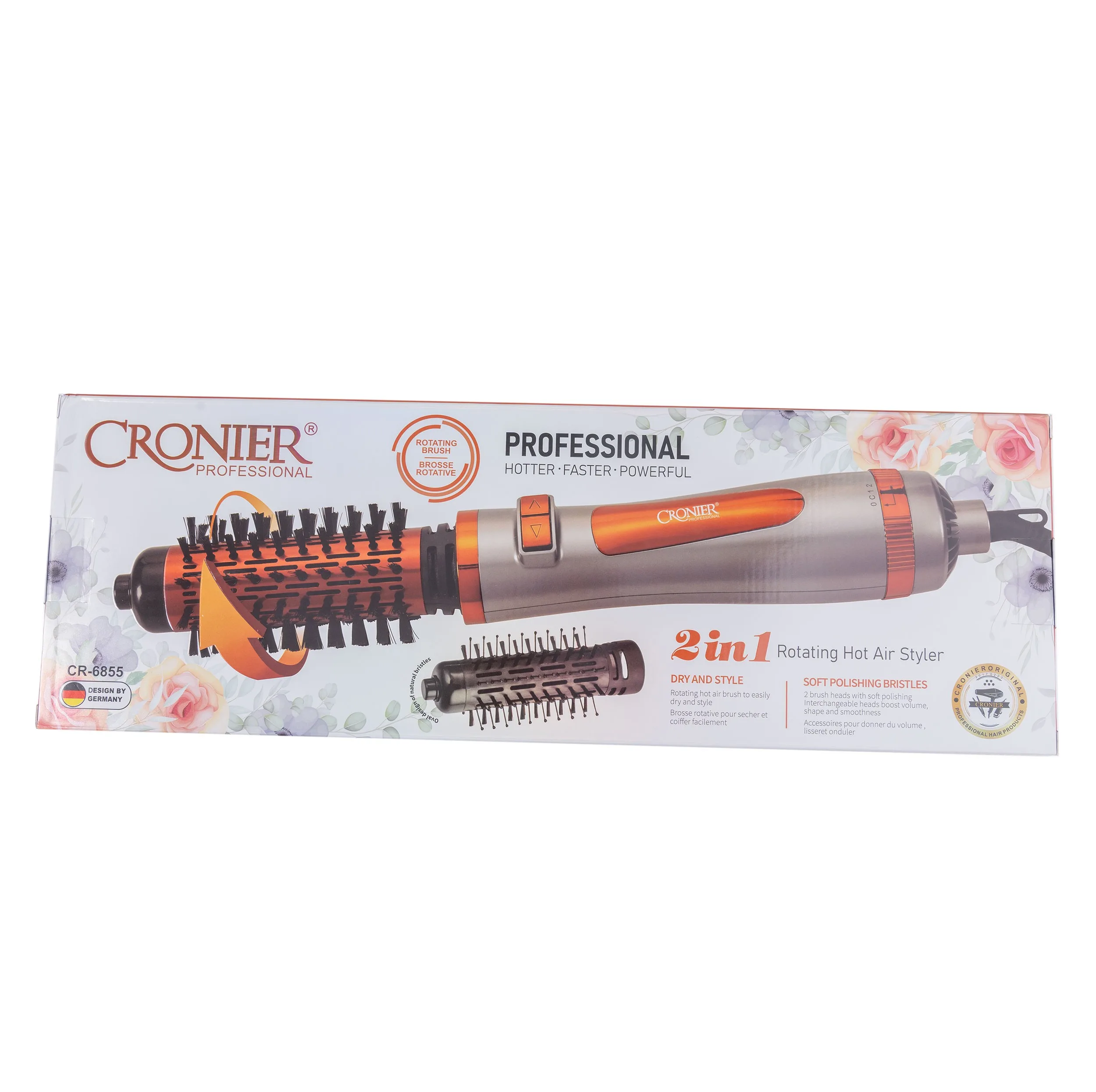 سشوار برس‌دار چرخشی Cronier CR6855 مجهز به قابلیت باد سرد