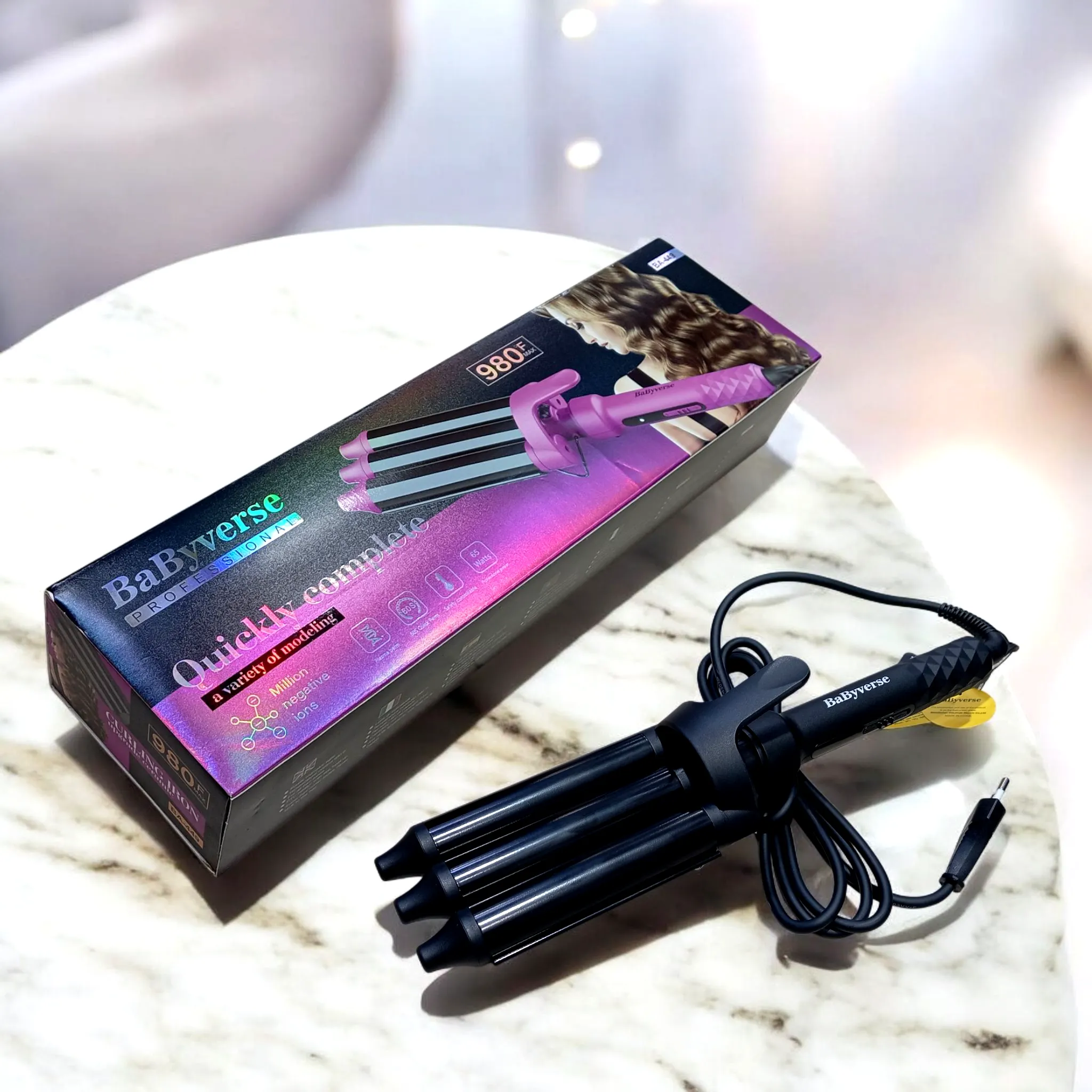 دستگاه موج‌ساز مو Babyverse Professional BA-449 با سه لوله حرارتی