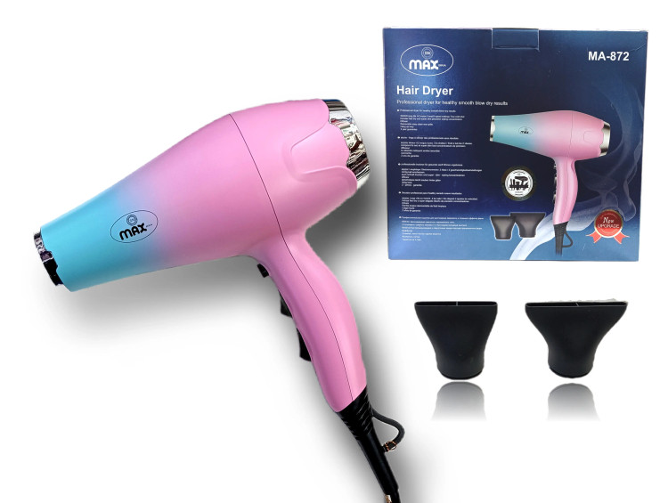 سشوار حرفهای مکس مدل MA-872 با موتور سنگین و باد سرد MAX Professional