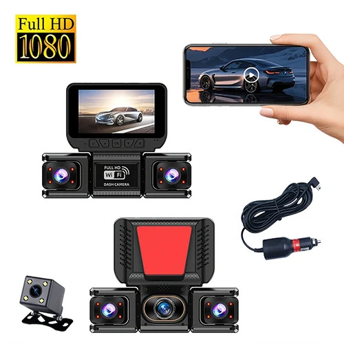 دوربین ضبط مسیر خودرو Vehicle Blackbox DVR با ۴ لنز و قابلیت اتصال بیسیم