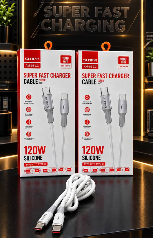 کابل شارژر پرقدرت USB-C به USB-C مدل AM-05 CC مناسب گوشیهای سازگار