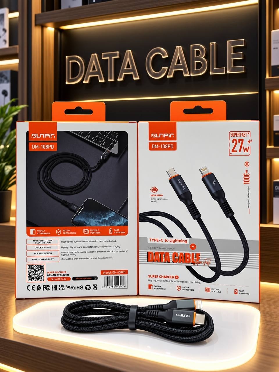 کابل شارژ تایپ سی به لایتنینگ کنفی MODE مدل DM-108PD