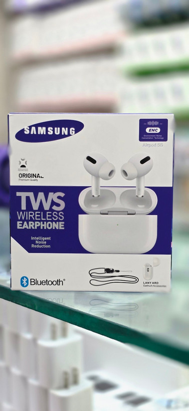 هندزفری بیسیم Samsung AirPods 5S با اتصال بلوتوث، طراحی توگوشی و کیس شارژ