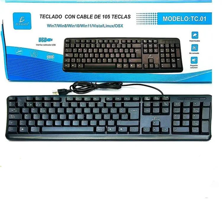 صفحه کلید ELE-GATE TC.01 با اتصال USB، ۱۰۵ کلید، طراحی باریک و قابلیت Plug & Play