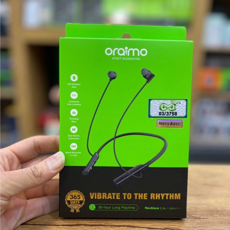 هدفون گردنی بیسیم ORAIMO با اتصال بلوتوث و طراحی دورگردنی برای استفاده روزمره